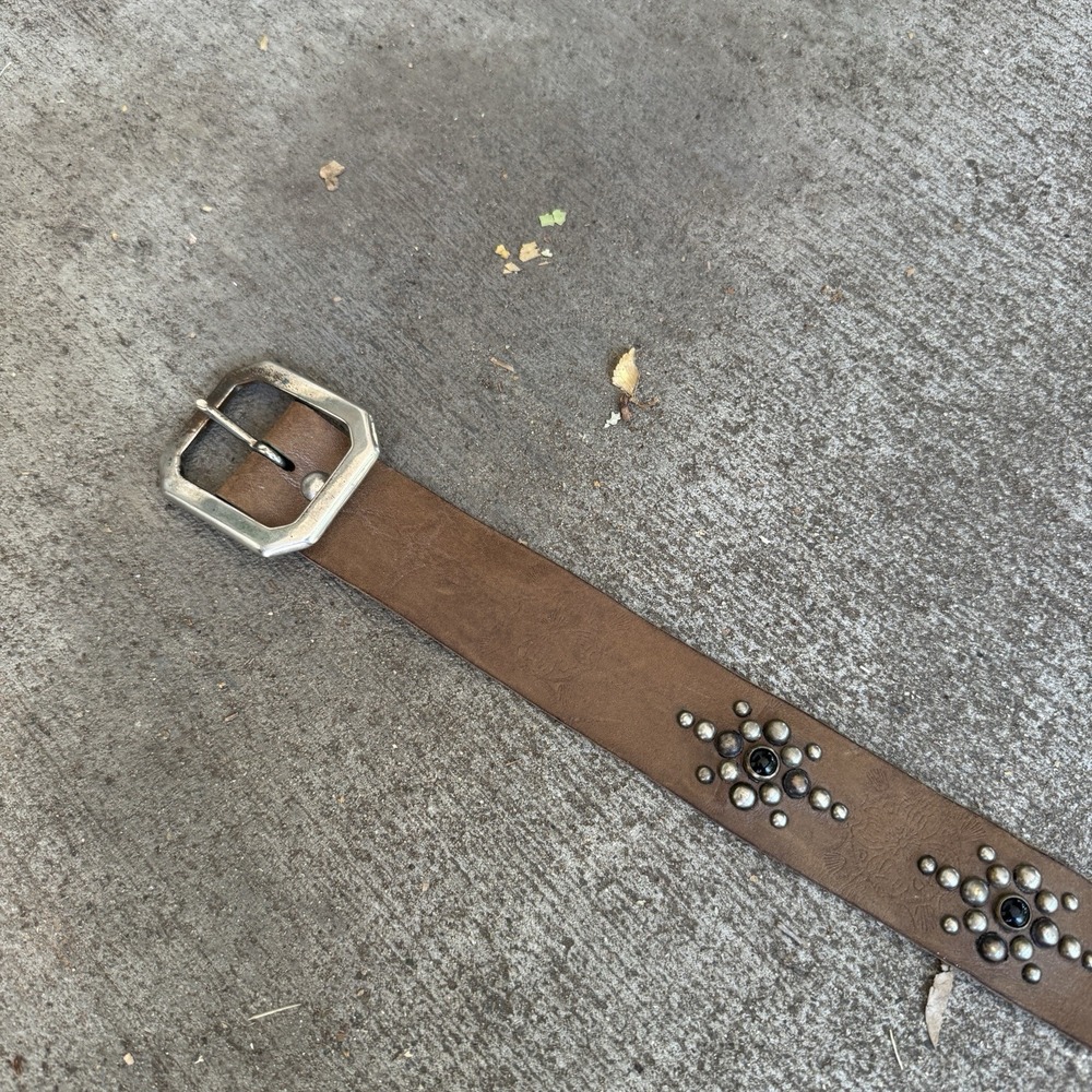 Brown Old Stud Handmade ASPEN Studded Belt Vintage Style Studded Rockabilly - Picture 3 of 7